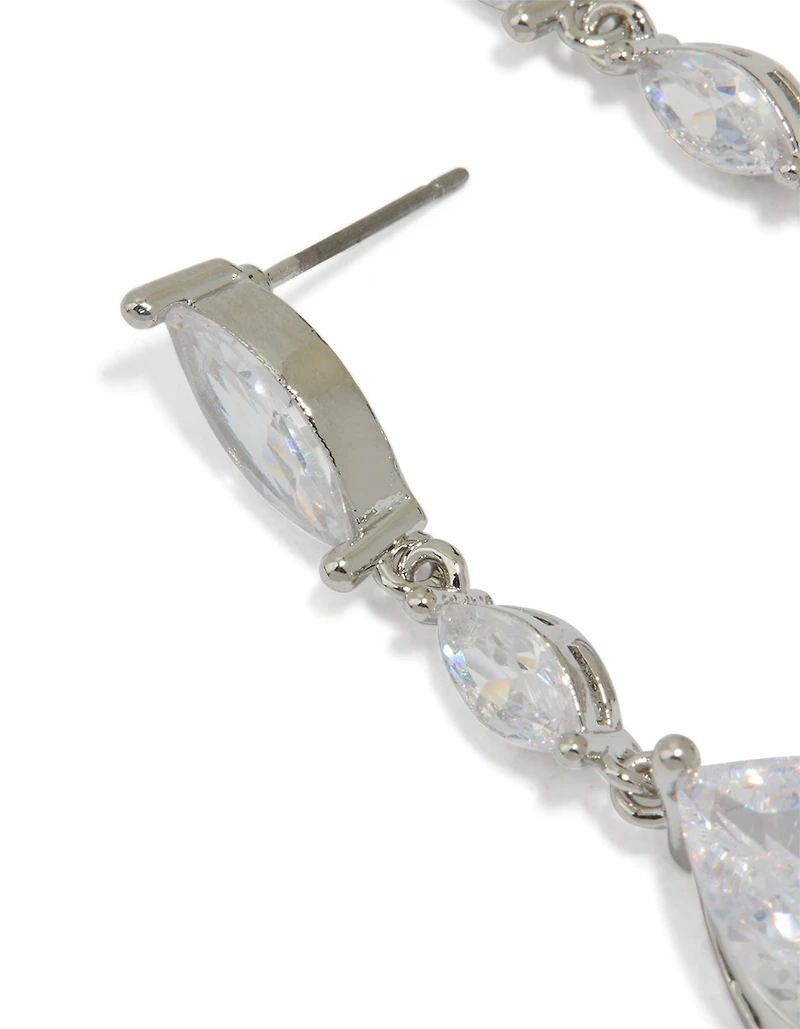 Silver Cubic Zirconia Teardrop Earrings