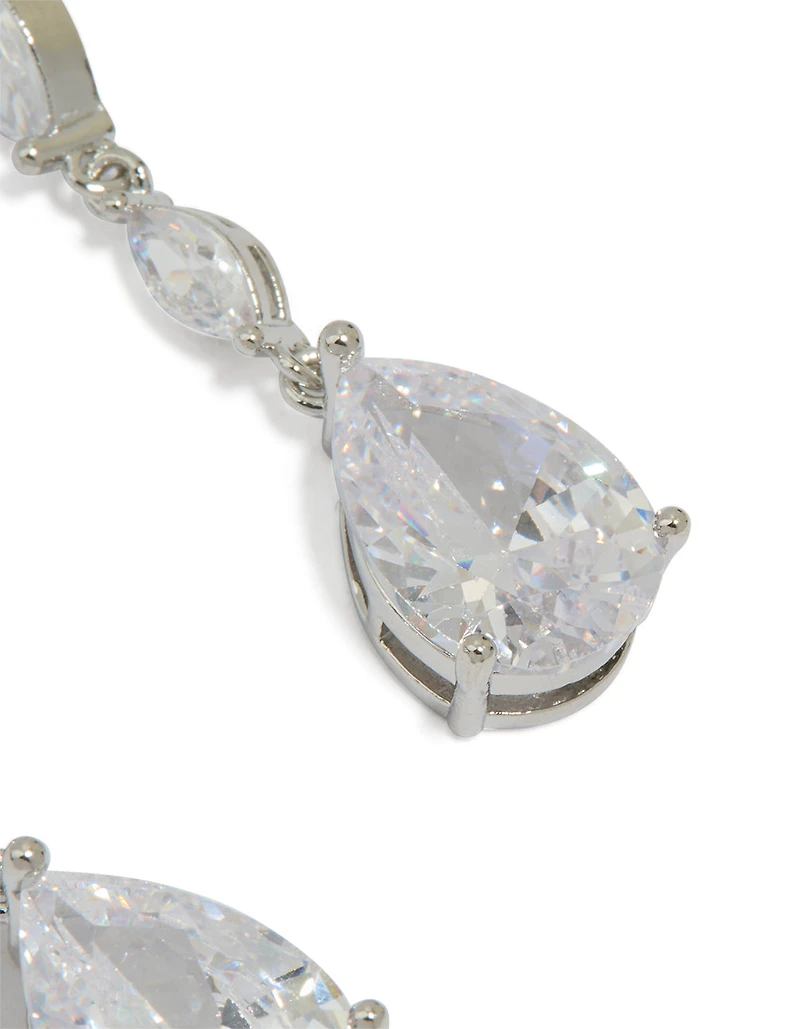 Silver Cubic Zirconia Teardrop Earrings