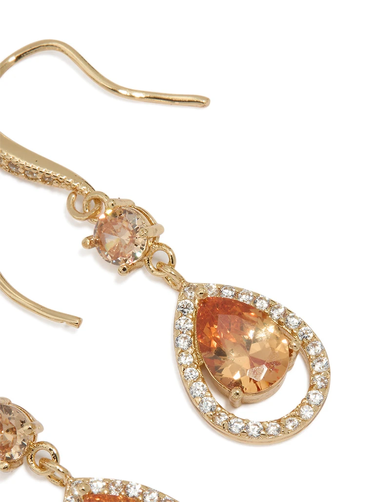 Gold Cubic Zirconia Pear Drop Earrings