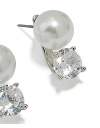 Silver Cubic Zirconia Pearl Stud Earrings
