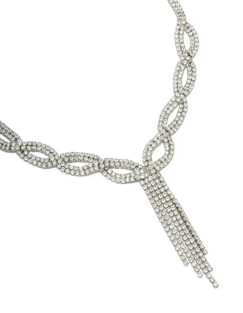 Collier en zircone cubique en argent & collier à pompons