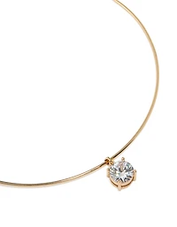 Gold Cubic Zirconia Round Pendant Necklace