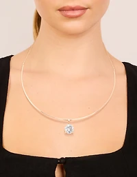 Gold Cubic Zirconia Round Pendant Necklace