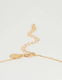 Gold Cubic Zirconia Cross Pendant Necklace & Earrings Set