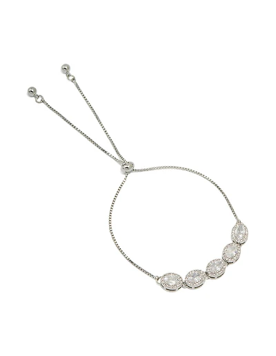 Silver Cubic Zirconia Circle Toggle Bracelet