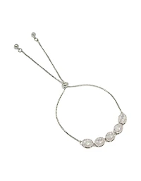 Silver Cubic Zirconia Circle Toggle Bracelet
