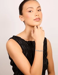 Silver Cubic Zirconia Circle Toggle Bracelet