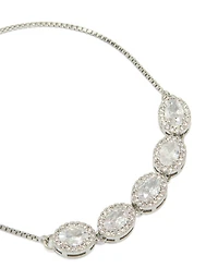 Silver Cubic Zirconia Circle Toggle Bracelet
