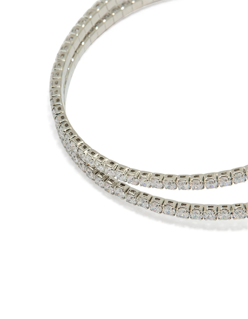 Silver Cubic Zirconia Swivel Wrist Cuff
