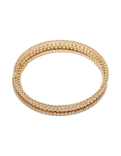 Gold Cubic Zirconia Layered Wrist Cuff