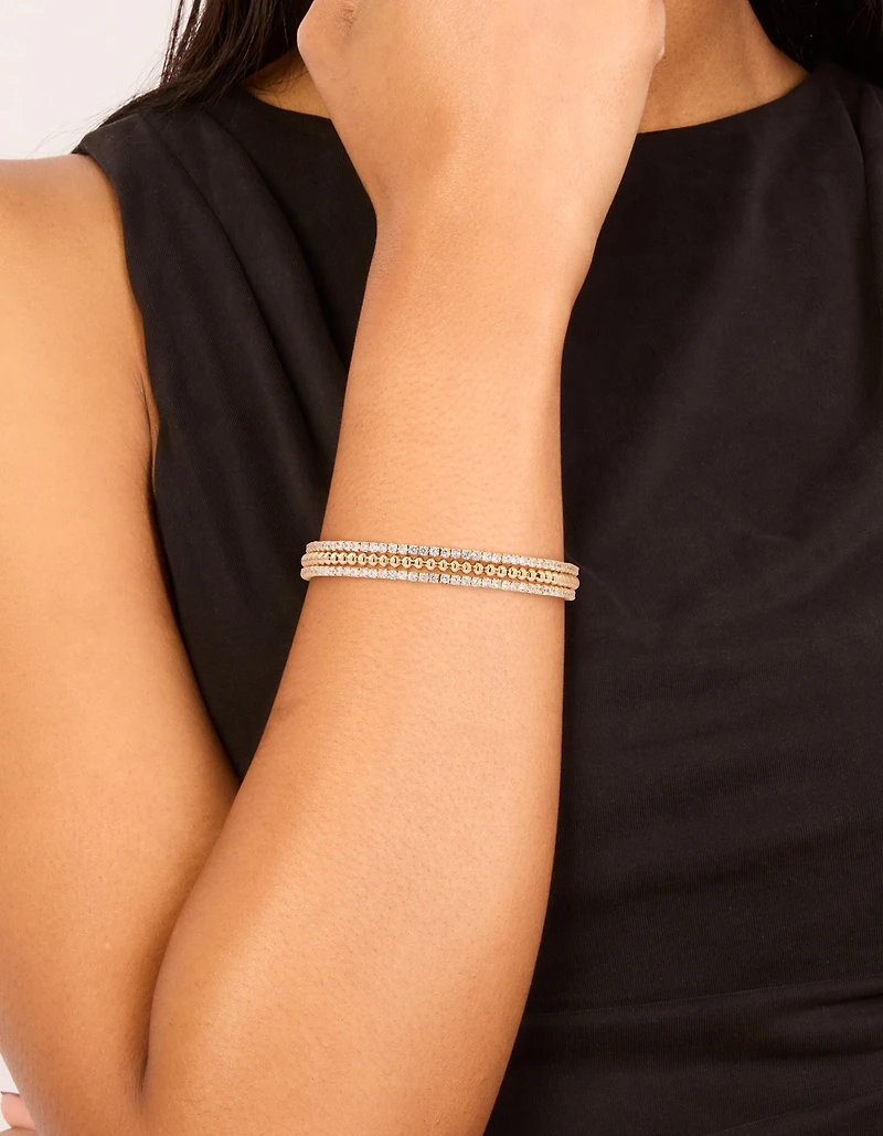Gold Cubic Zirconia Layered Wrist Cuff