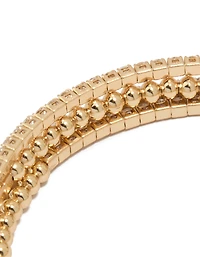 Gold Cubic Zirconia Layered Wrist Cuff