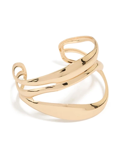 Gold Abstract Waves Wrist Cuff