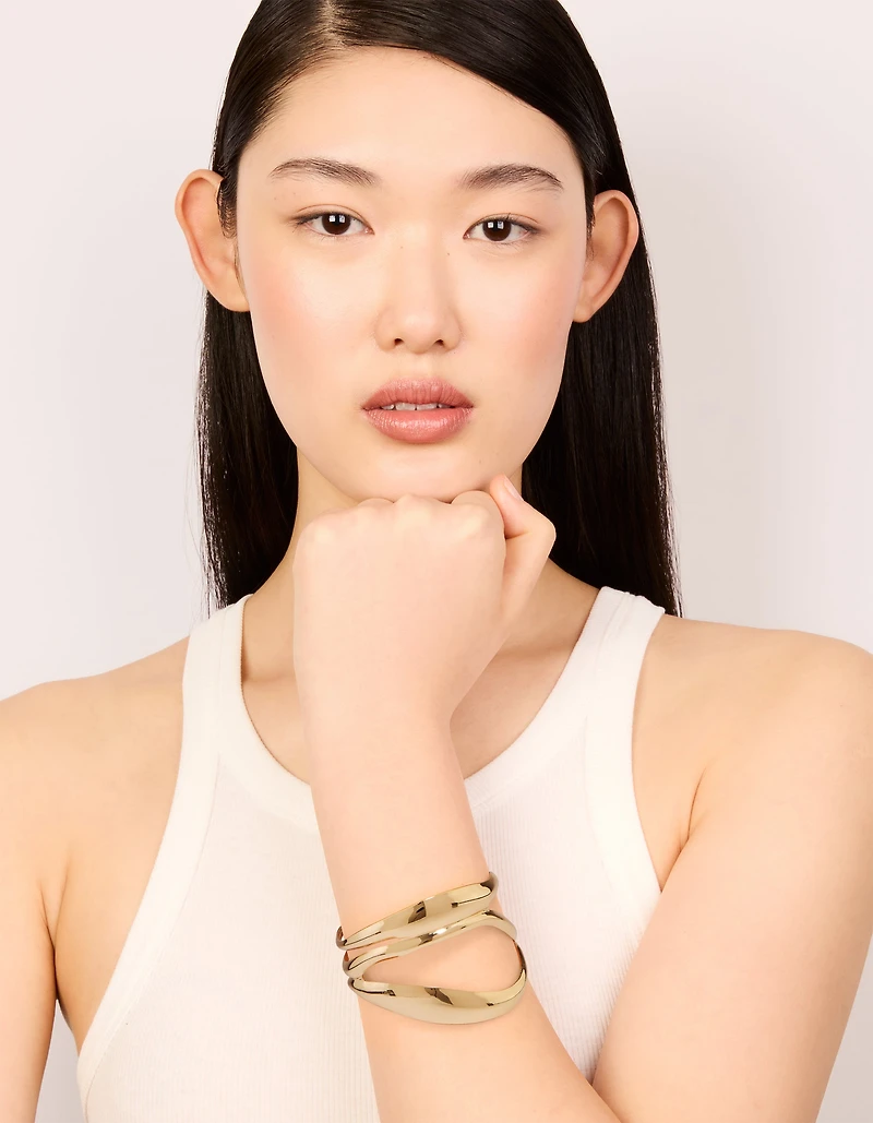 Gold Abstract Waves Wrist Cuff
