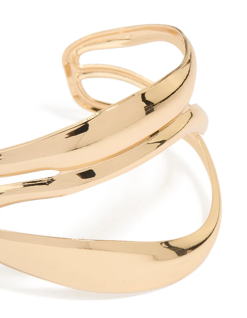 Gold Abstract Waves Wrist Cuff