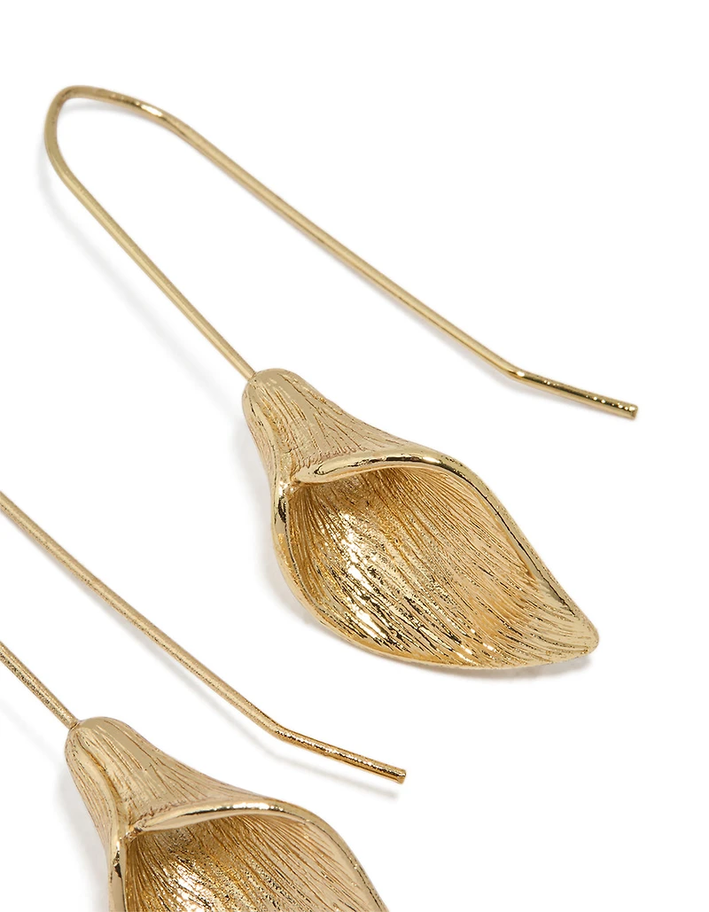 Gold Tulip Drop Earrings