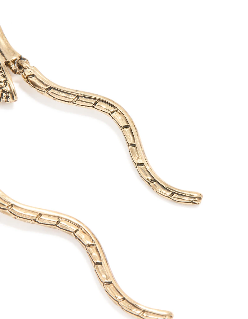 Antique Gold Molten Snake Drop Earrings