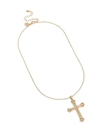 Gold Bold Diamante Cross Necklace