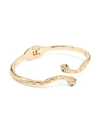 Gold Twin Snake Hinged Bangle