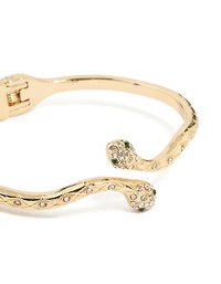 Gold Twin Snake Hinged Bangle
