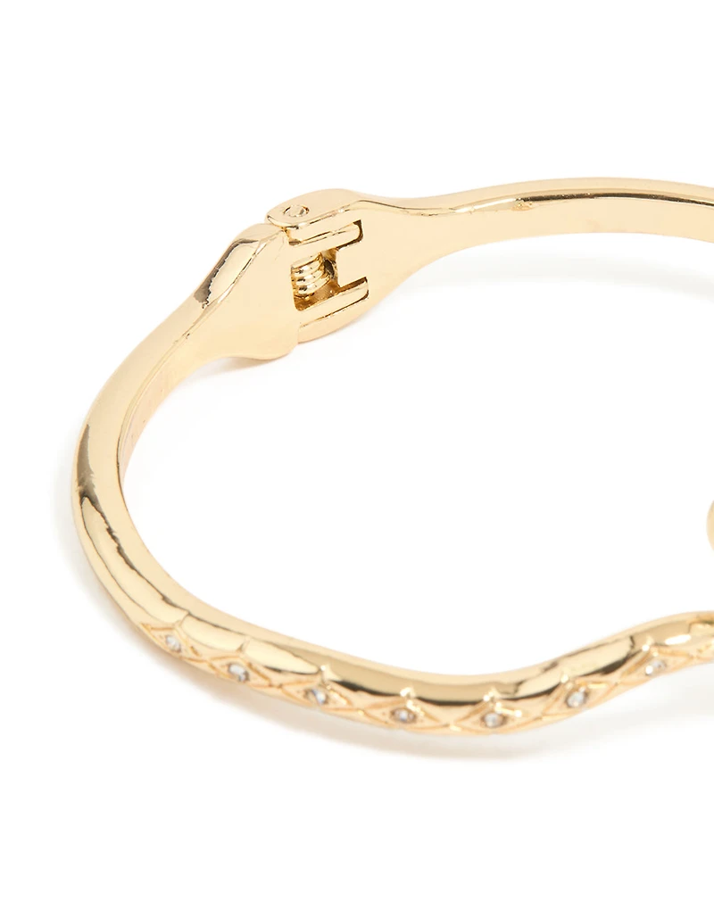 Gold Twin Snake Hinged Bangle
