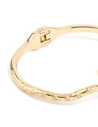 Gold Twin Snake Hinged Bangle