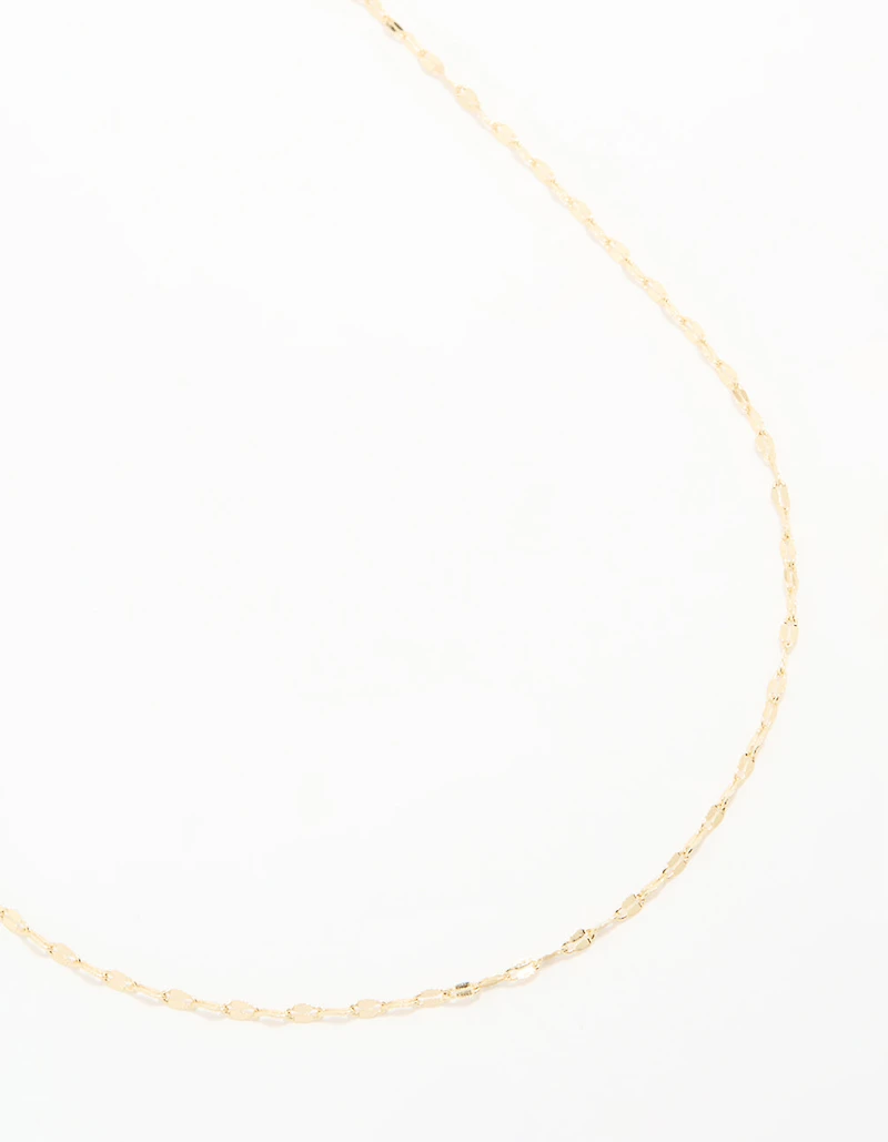 Gold Plated Brass Detailed Chain Necklace