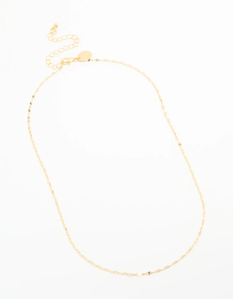 Gold Plated Brass Detailed Chain Necklace