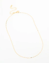 Gold Plated Brass Detailed Chain Necklace