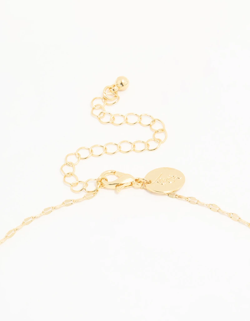 Gold Plated Brass Detailed Chain Necklace