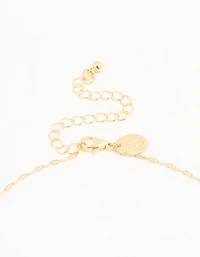Gold Plated Brass Detailed Chain Necklace