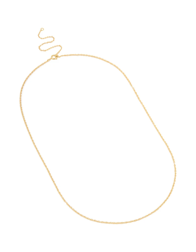Gold Plated Brass Thin Twist Chain Necklace