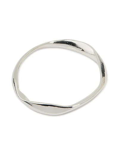 Silver Plated Brass Statement Wavy Bangle