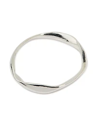 Silver Plated Brass Statement Wavy Bangle