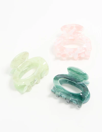 Green & Pink Acrylic Oval Claw Clips 3-Pack