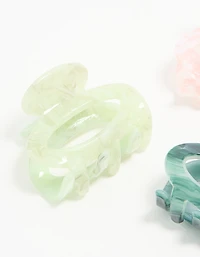 Green & Pink Acrylic Oval Claw Clips 3-Pack