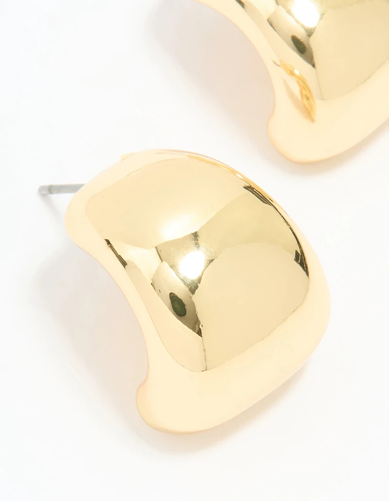 Gold Plated Wide Stud Earrings