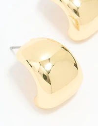 Gold Plated Wide Stud Earrings