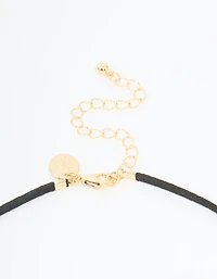 Gold Plated Cord Open Oval Long Necklace