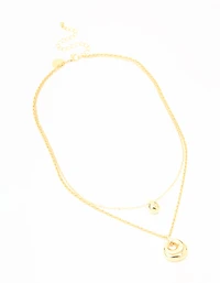 Gold Plated Organic Oval Layered Necklace