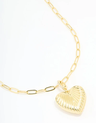 Gold Plated Diamante Heart Locket Necklace