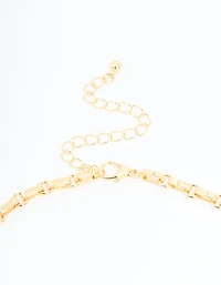 Gold Plated Diamante T-Bar Chain Necklace
