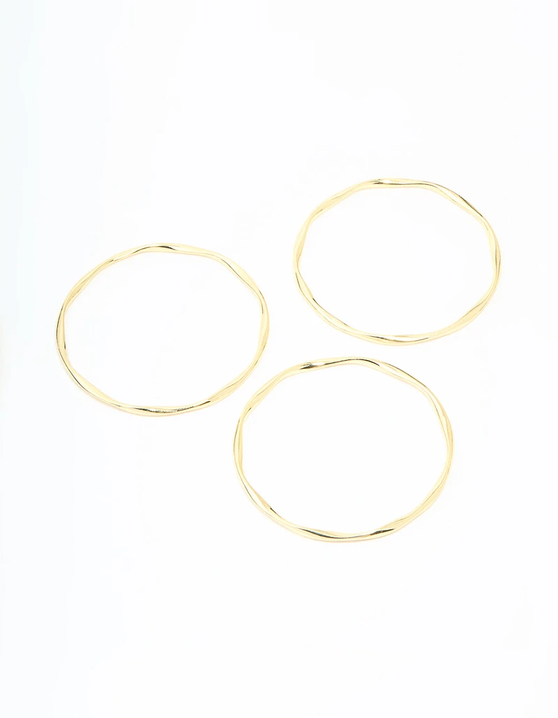 Gold Plated Twist Bangles 3-Pack