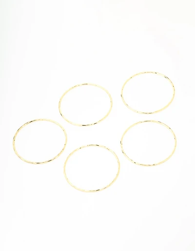Gold Plated Textured Bangles 5-Pack