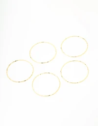 Gold Plated Textured Bangles 5-Pack
