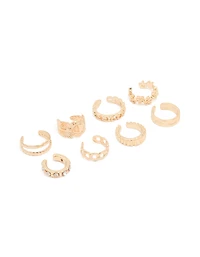 Gold Plated Thin Mixed Ear Cuffs 8-Pack