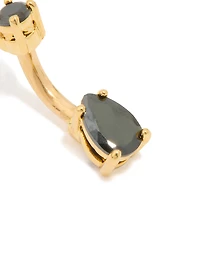 Gold Plated Surgical Steel Black Cubic Zirconia Belly Bar