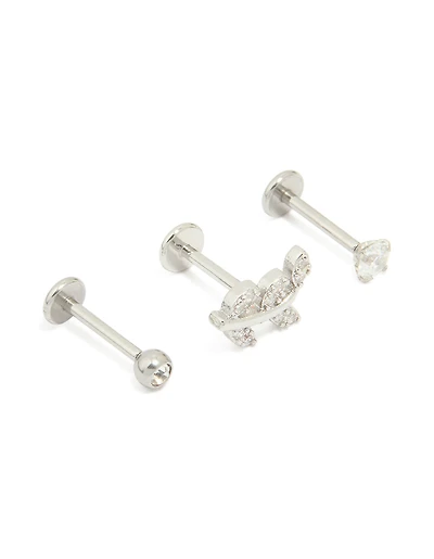 Bloc de 3 montants à dos plat sans filetage en acier chirurgical cubique en zircone