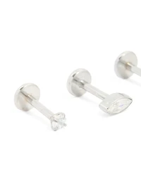 Surgical Steel Cubic Zirconia Flat Back Studs 3-Pack
