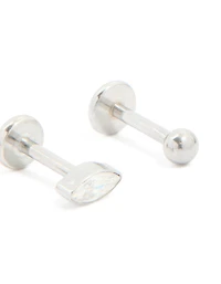Surgical Steel Cubic Zirconia Flat Back Studs 3-Pack